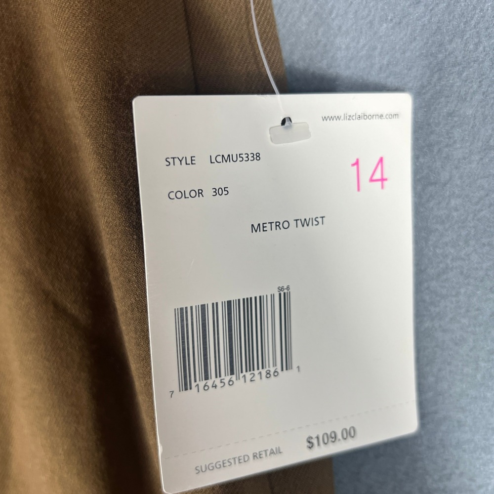 Liz Claiborne Womens Dress Pants 14 Brown Metro Twist Straight Wool NWT Vintage - Picture 3 of 8